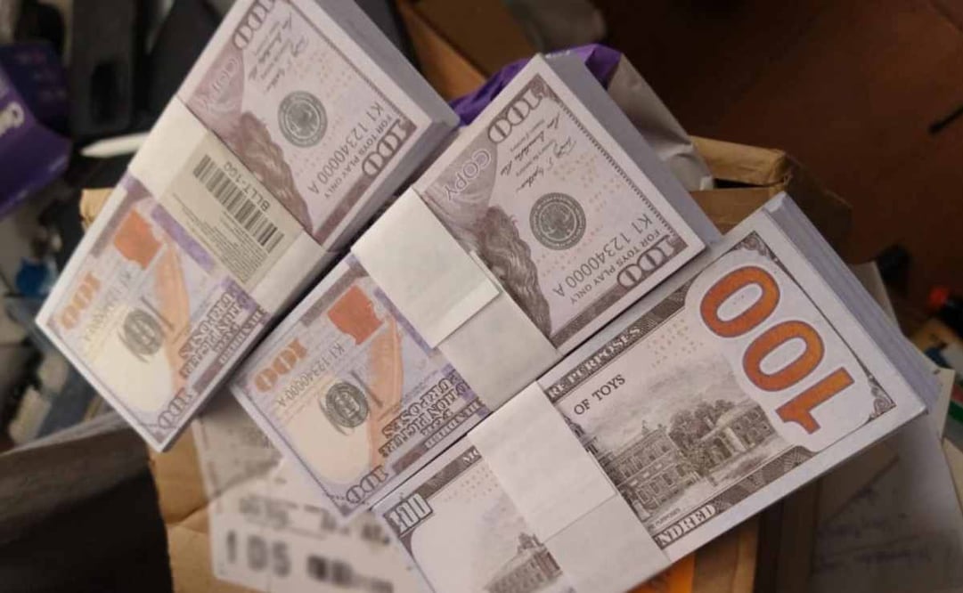 La Fiscalía General de la República (FGR) aseguró 885 mil 250 pesos falsos y 286 mil 450 dólares falsos. Foto: Especial