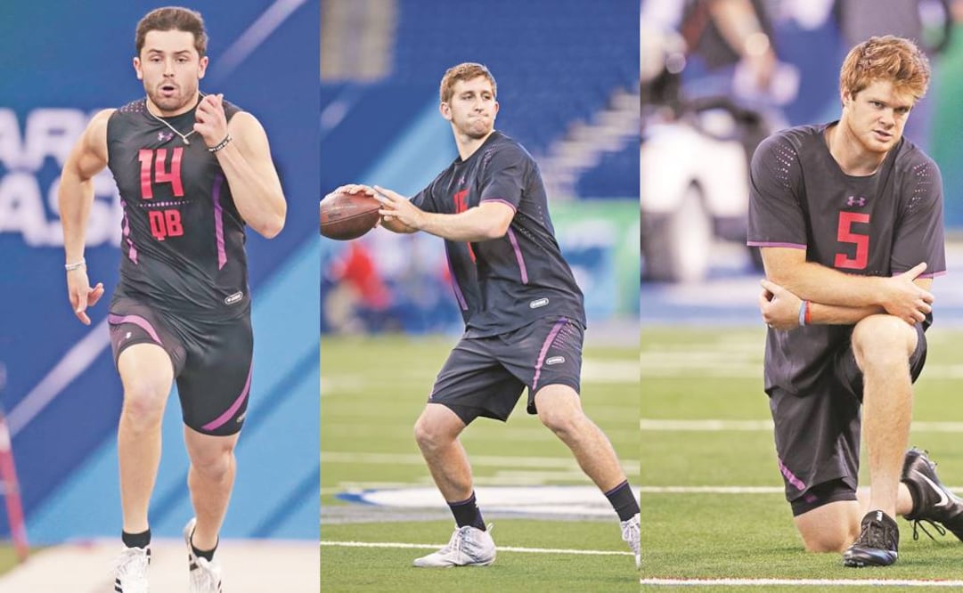 En la foto: Baker Mayfield, Josh Rose y Sam Darnold (FOTOS: GETTY IMAGES Y AP)
