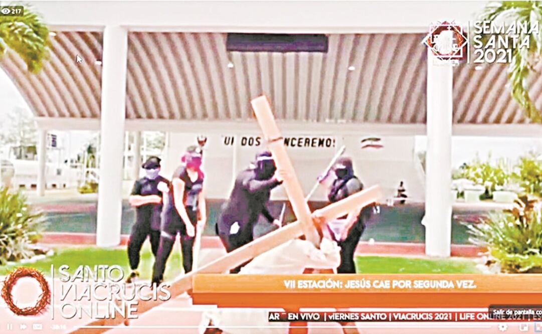 Durante la transmisión del seminario mayor de la Diócesis de Tabasco se criticó las manifestaciones de grupos feministas. Foto: Captura de Video