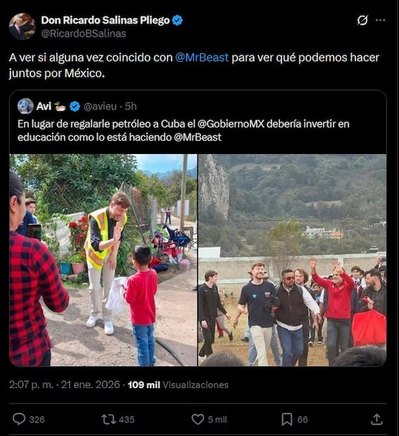 El empresario propone colaboración con el famoso creador de contenido. Foto: 'X'