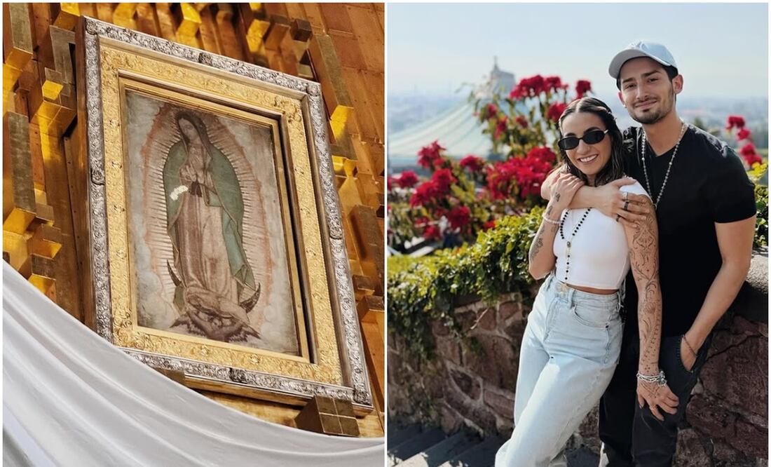 Emilio Osorio y su novia Leslie Gallardo en la Basílica de Guadalupe.