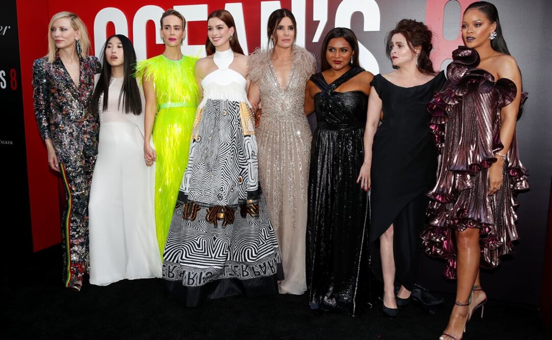 Cate Blanchett, Awkwafina, Sarah Paulson, Anne Hathaway, Sandra Bullock, Mindy Kaling, Helena Bonham Carter y Rihanna FOTO: Reuters