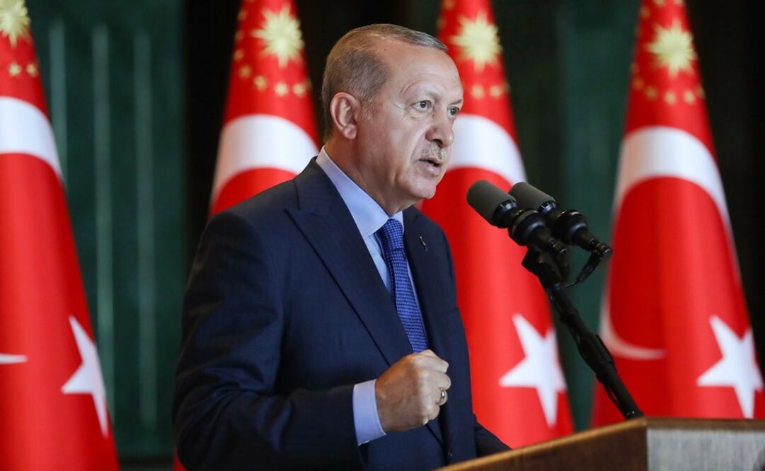 Erdogan durante un discurso ante embajadores en Ankara, transmitido por la cadena NTV (Foto: AFP)
