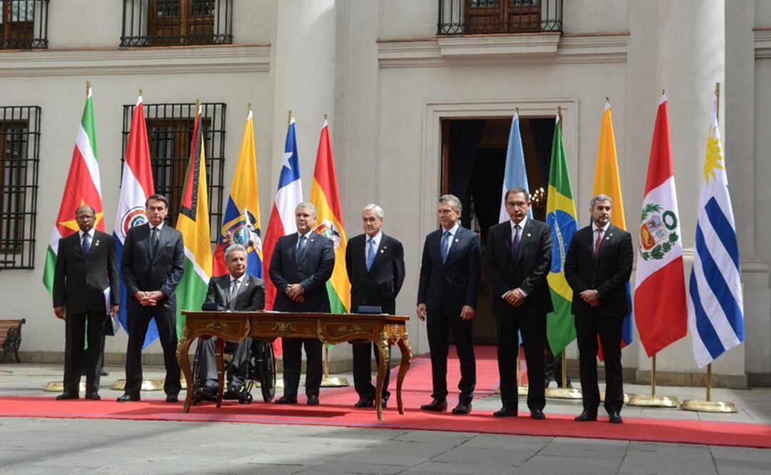 Mandatarios de Guyana, Brasil, Ecuador, Colombia, Chile, Argentina, Perú y Paraguay se reuniron para dar inicio al proceso de creación del Progreso de América del Sur. Foto: Twitter @MaritoAbdo