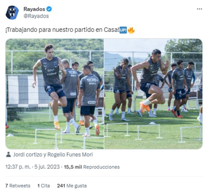 Tuit de la cuenta oficial de Rayados