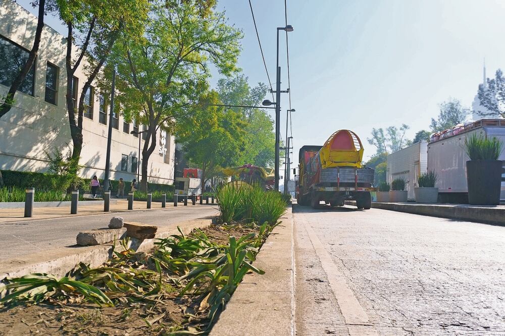 Las plantas del camellón que divide la avenida Hidalgo y parte de áreas verdes de la Alameda Central quedaron maltratadas debido a la feria navideña, instalada desde el 20 de diciembre. Foto: de Osmar Alvarado. El Universal