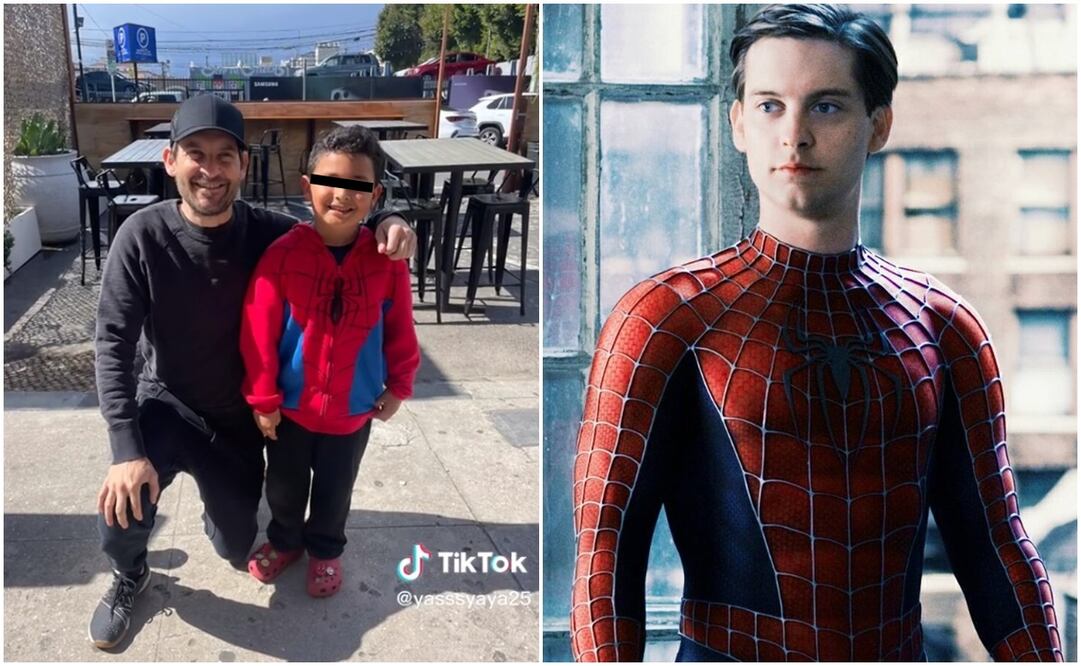 Niño conoció a Tobey Maguire, el primer Spiderman. Foto: Captura de TikTok @yasssyaya25