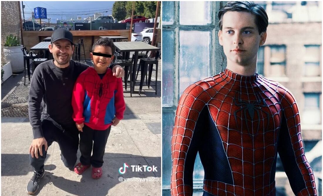 Niño conoció a Tobey Maguire, el primer Spiderman. Foto: Captura de TikTok @yasssyaya25