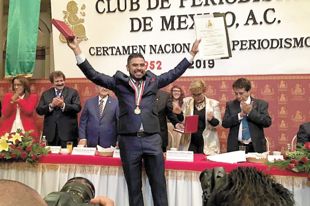 Galardonado. Juan Armando Martínez Agüelles fue ganador con la foto más oportuna en el Certamen Nacional de Periodismo 2019. Foto: JAVIER RAMÍREZ. EL UNIVERSAL