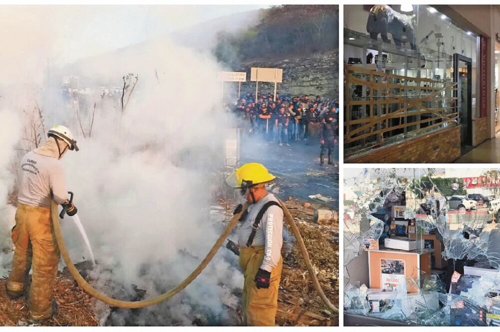 Durante las acciones de desalojo, los invasores se enfrentaron a las fuerzas de seguridad; con piedras y palos destrozaron vehículos y locales comerciales. Foto: ESPECIAL