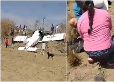 VIDEO: Se desploma avioneta en Cholula, Puebla; hay 2 heridos