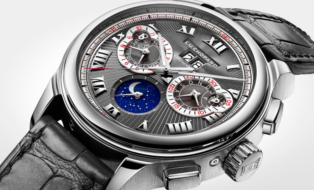 Chopard L.U.C Perpetual Chrono. Este año Chopard brinda por los 20 años del L. U. C. Para celebrarlo, este cronógrafo flyback de rueda de pilares y calendario perpetuo. La caja mide 45 mm.
