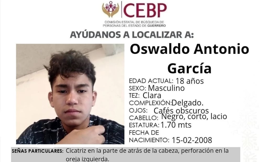 Oswaldo Antonio García, de 18 años, fue visto por última vez el 12 de abril de 2026. | Foto: Especial.