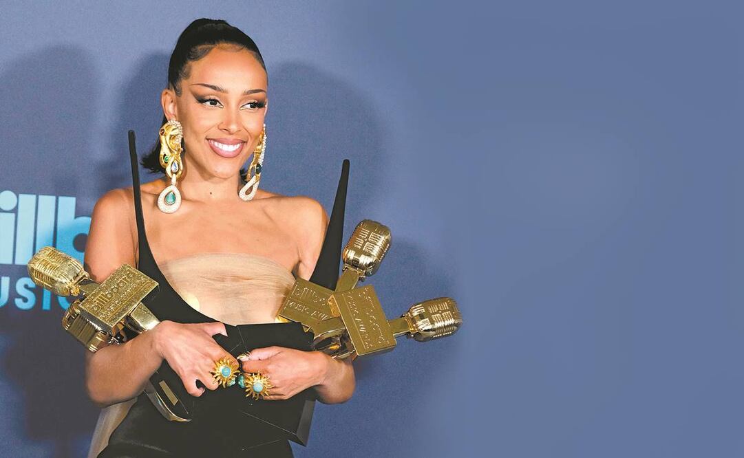 Doja Cat tenía 14 nominaciónes, obtuvo cuatro galardones y fue quien más subió a recibir premios. Foto: Agencias