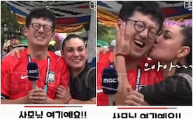 VIDEO: mexicana besa a reportero de Corea del Sur durante transmisión en vivo;  así fue inesperado momento
