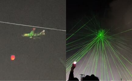 VIDEO: Critican en redes a asistentes de la feria de Tultepec por apuntar con láser a avión
