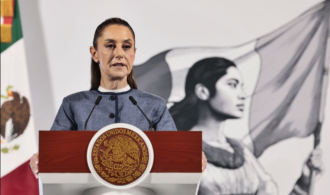 Claudia Sheinbaum en la mañanera del 25 de marzo de 2025. Foto: EFE