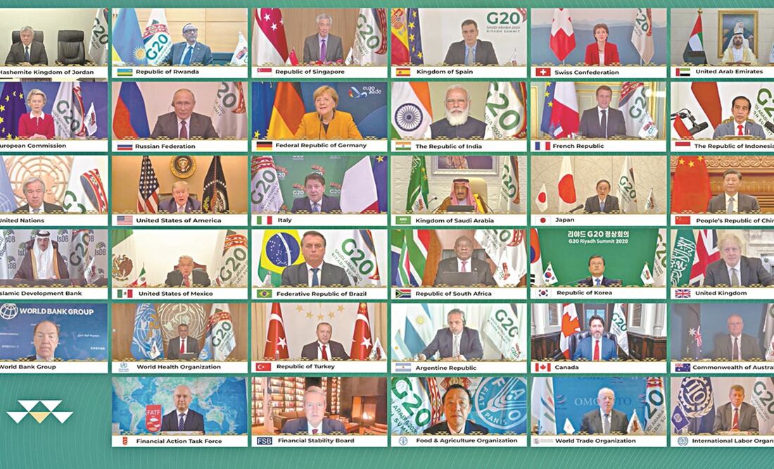 En esta cumbre del G20 no hubo una gran ceremonia de apertura ni reuniones bilaterales; fue limitada a sesiones cortas vía online. Foto: EFE