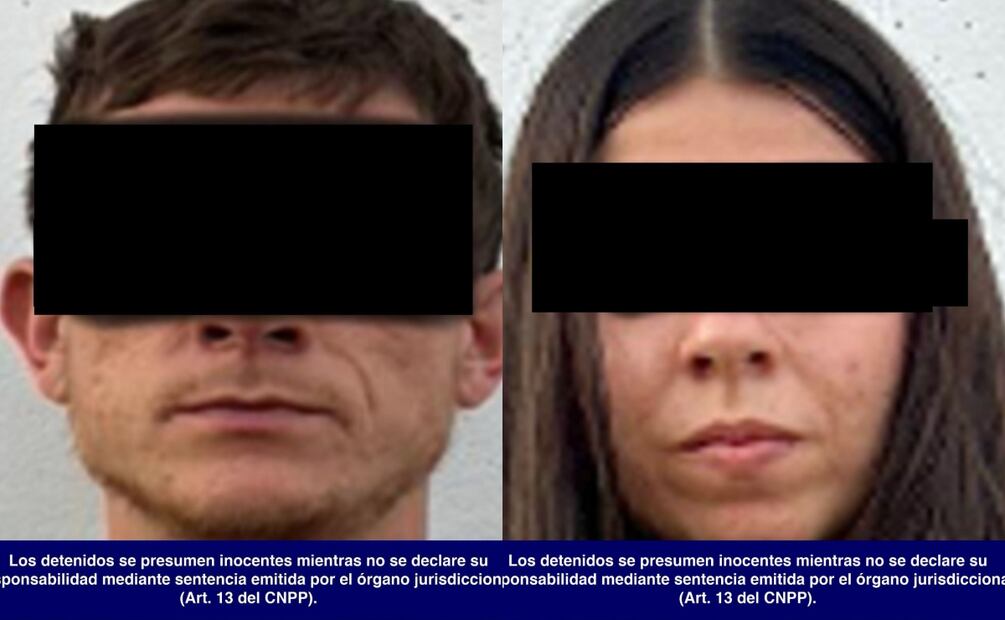 Detención de Fabián “N” y Fabiola “N” de 26 y 23 años (13/03/2025). Foto: Seguridad Pública Sonora