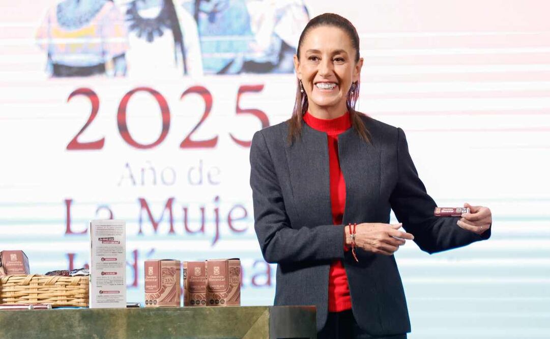 Claudia Sheinbaum, presidenta de México, durante la mañanera del 10 de julio del 2025. Foto: Diego Simón / EL UNIVERSAL