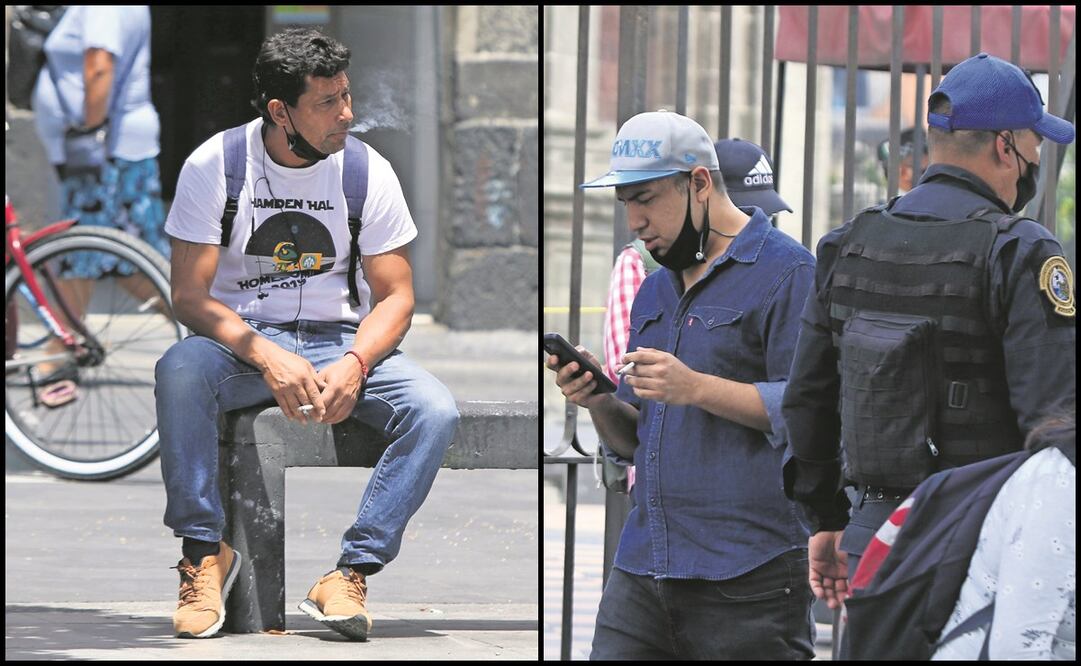 Algunas personas fumaban tranquilamente por calles del Centro Histórico sin ser apercibidas por las autoridades; la multa asciende hasta los 2 mil 886 pesos. Foto: Carlos Mejía/ EL UNIVERSAL