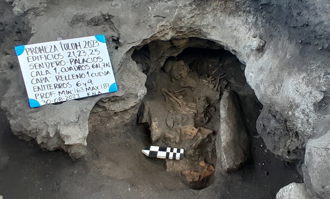 El hallazgo se hizo durante las labores de excavación del programa para mejoramiento de sitios arqueológicos, Promeza. Fotos: Proyecto de investigación Promeza, Tulum 2023-Jerónimo Aviles Olguin