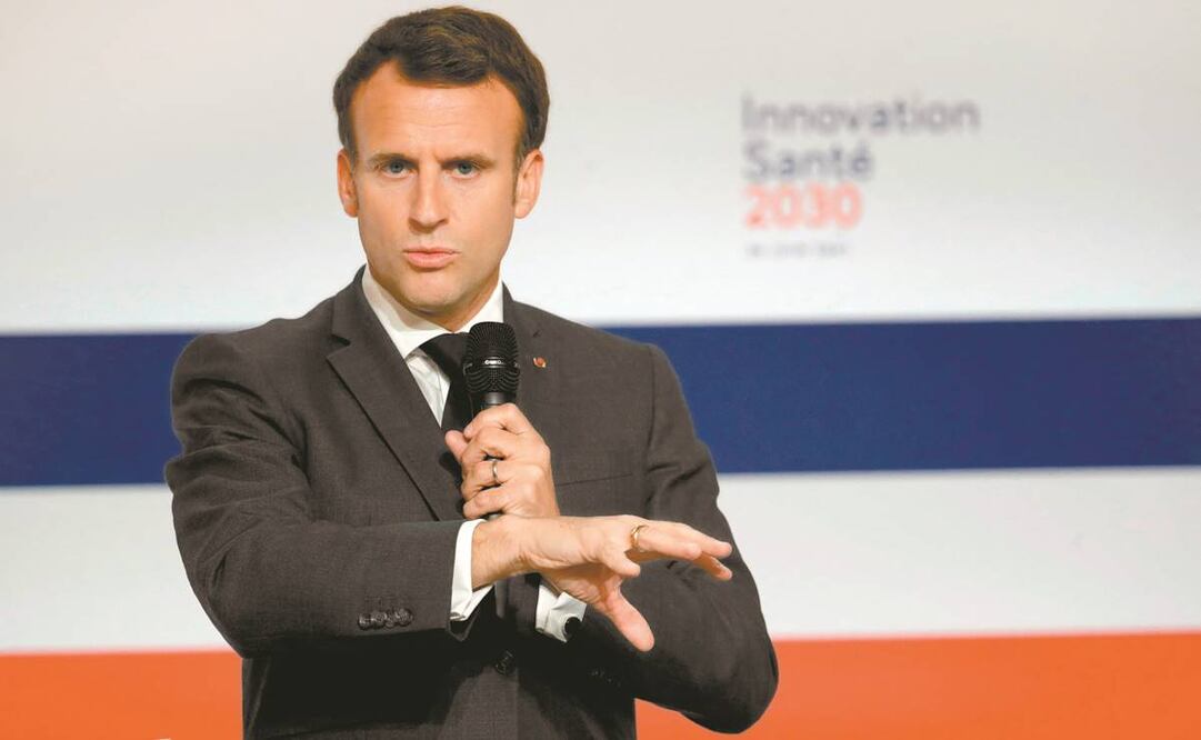 El presidente francés, Emmanuel Macron, ayer al dar un discurso en el Palacio del Elíseo en París. Foto: Sarah Meyssonnier. AFP