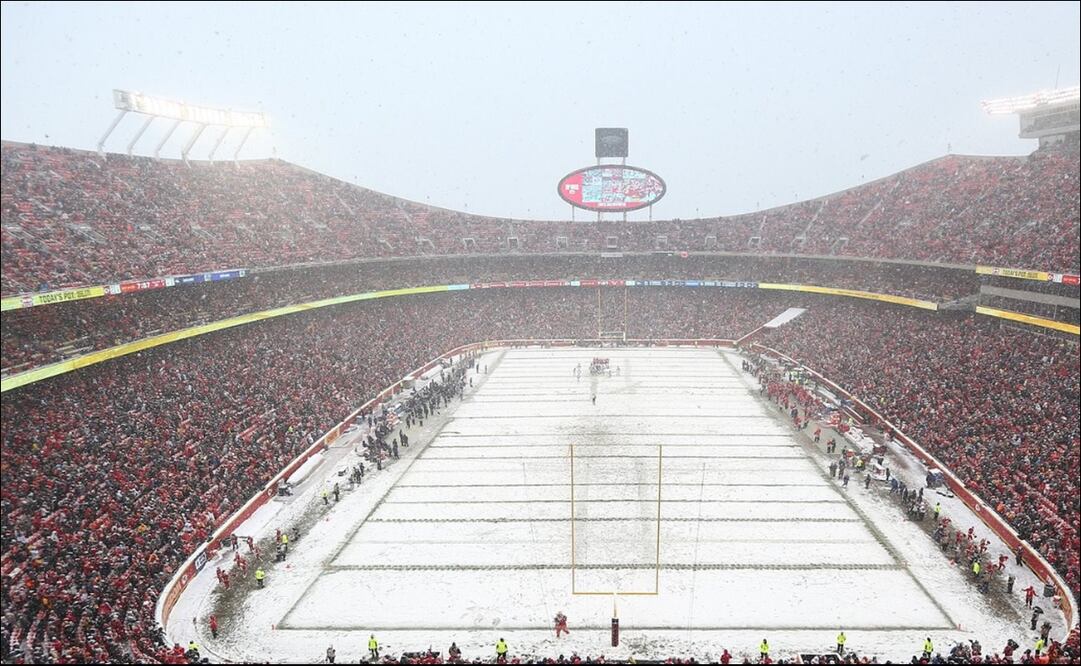 Arrowhead Stadium bajo la nieve / Foto: Especiales