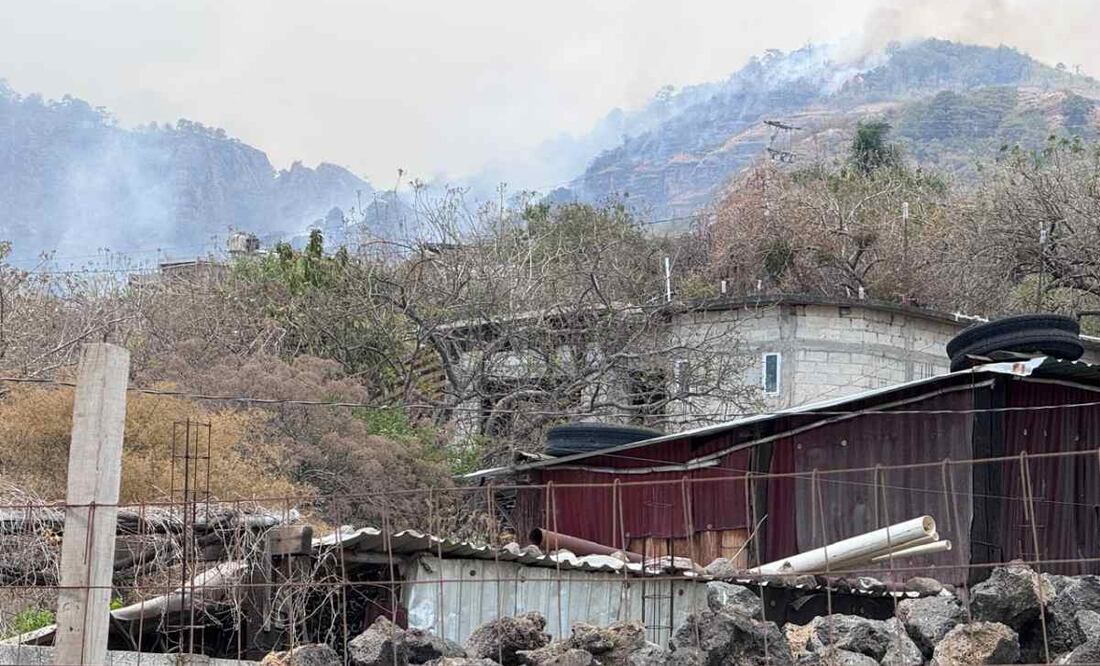 Incendio forestal en Tepoztlán. Foto: Justino Miranda / EL UNIVERSAL