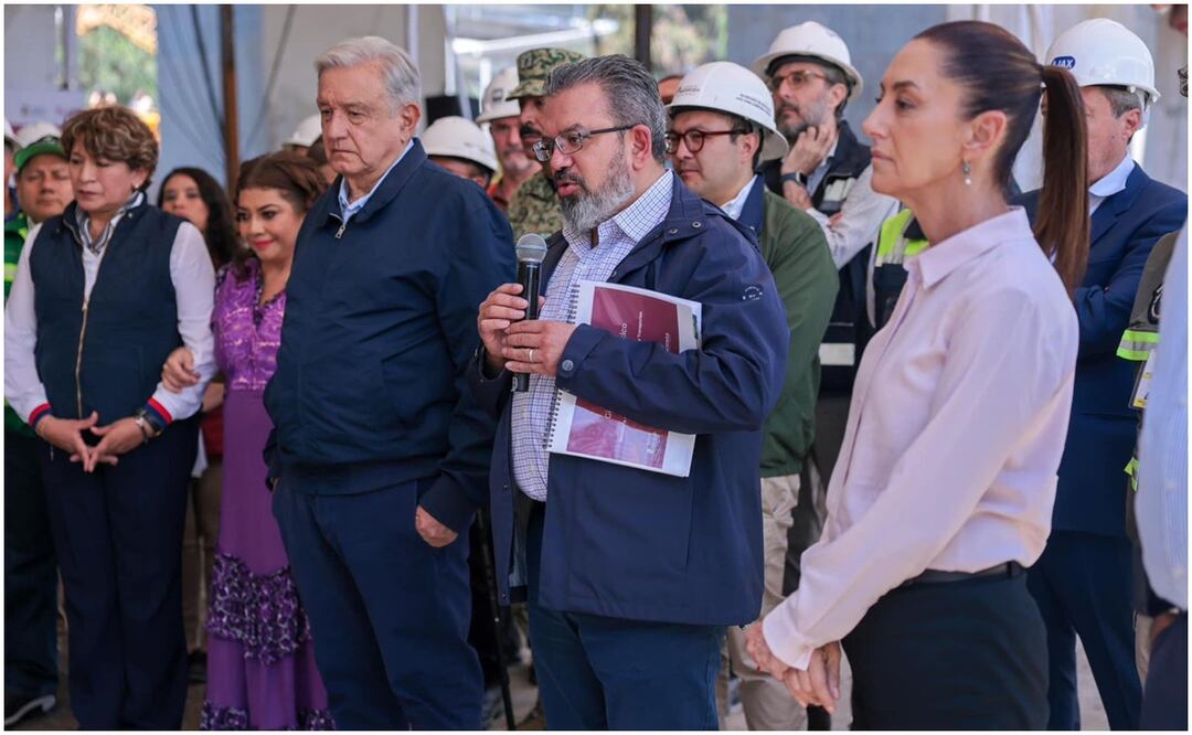 En un recorrido privado participaron AMLO, Claudia Sheinbaum, Delfina Gómez, Clara Brugada, Jesús Esteva Medina y Jorge Nuño Lara. Foto: Especial