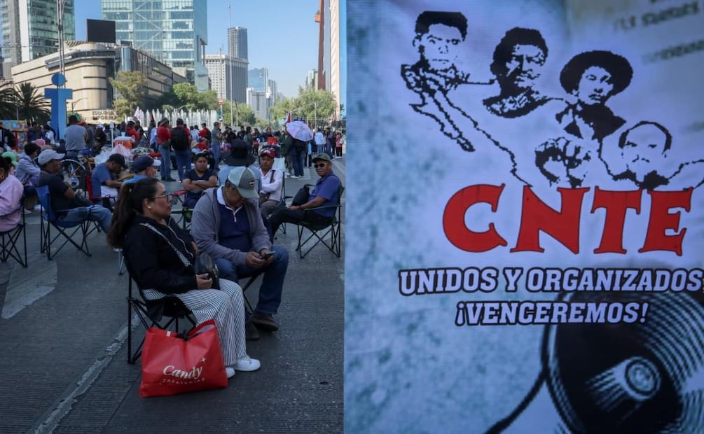 Maestros de la CNTE bloquean Paseo de la Reforma y se reúnen en la Torre del Caballito (19/03/2026). Foto: Luis Camacho / EL UNIVERSAL