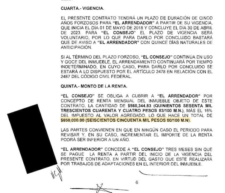 Contrato entre el PJF y Jorge Amílcar Olán Aparicio. Foto: Captura