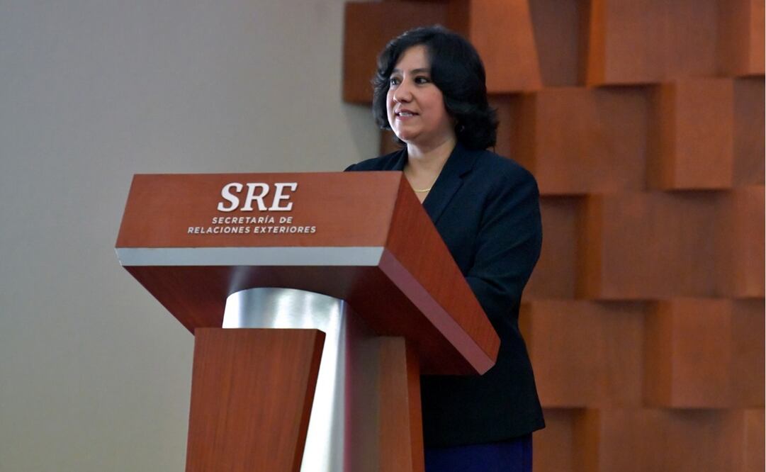 Irma Eréndira Sandoval, en el pronunciamiento de “Cero Tolerancia a las conductas de hostigamiento sexual y acoso sexual” de la SRE. Foto: Cortesía / SFP