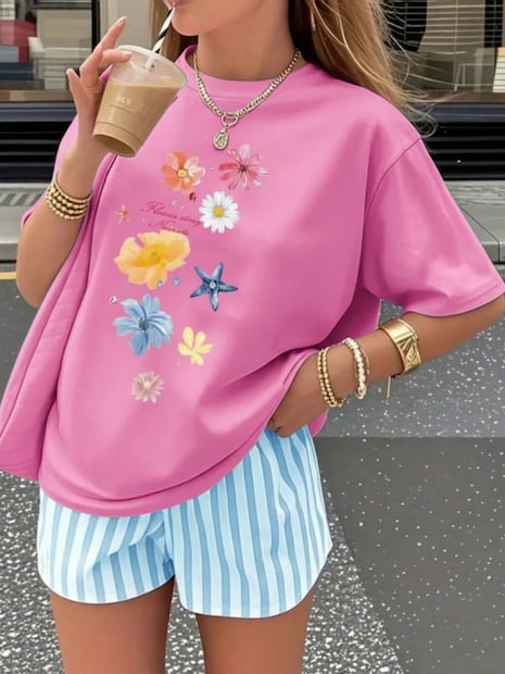 Look rosa y azul pastel. Foto: Shein
