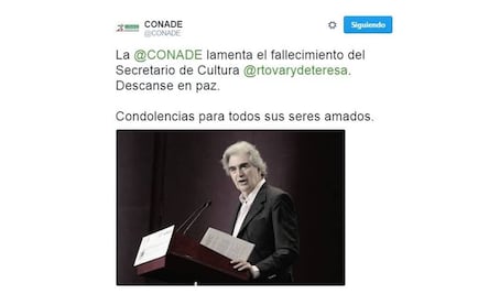 Conade, de luto por la muerte de Rafael Tovar y de Teresa