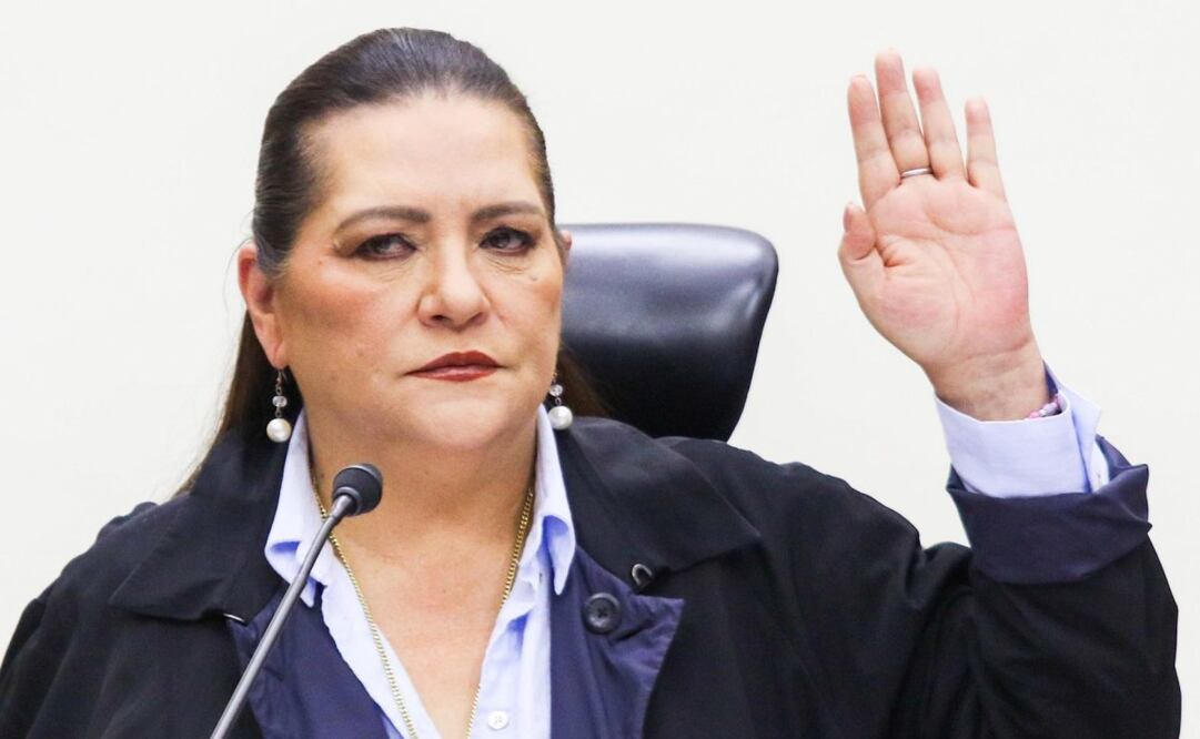 La presidenta consejera, Guadalupe Taddei en sesión extraordinaria del INE este 18 de agosto de 2025. Foto: Victoria Valtierra/ Cuartoscuro