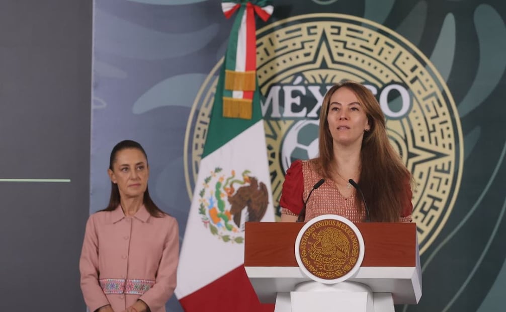Gabriela Cuevas, coordinadora de los trabajos del Gobierno federal para el Mundial 2026, en la “Mañanera del Pueblo” del jueves 11 de junio de 2026 en Palacio Nacional. Foto: Gabriel Pano/ EL UNIVERSAL