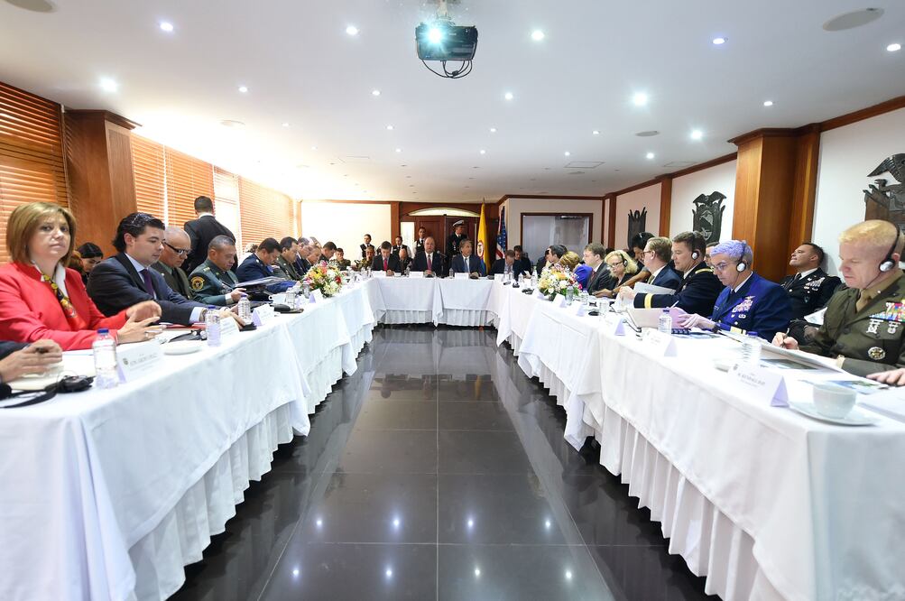 Reunión bilateral Colombia-Estados Unidos de América llevada a cabo en las instalaciones del Ministerio de Defensa, en la ciudad de Bogotá (Foto: Xinhua)