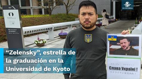 Disfrazado de Zelensky, estudiante japonés asiste a su graduación y se hace viral