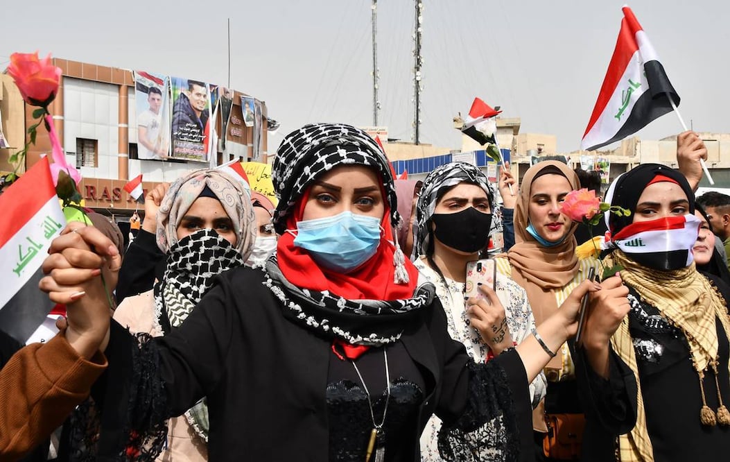 Las movilizaciones por el Día Internacional de la Mujer en Irak. Foto: AFP