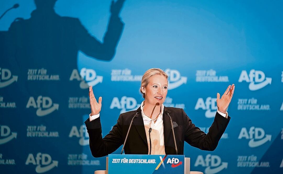 La presidenta de AfD, Alice Weidel, en la convención de su partido en Riesa. Foto: AP (13/01/2025)