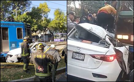 VIDEO: Aparatoso choque entre Tren Ligero y un Mazda en estación Xomali; hay un lesionado