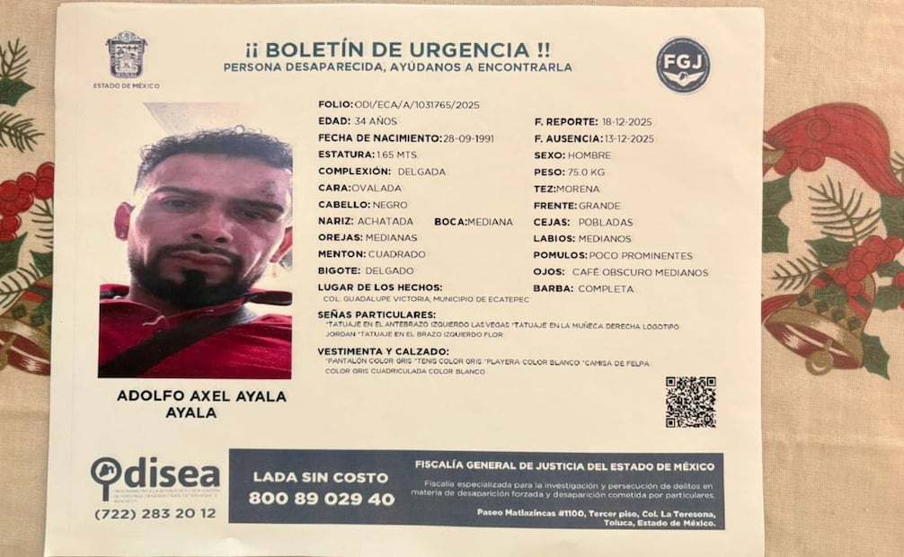 Ficha de búsqueda de Adolfo Axel Ayala Ayala. Foto: Especial