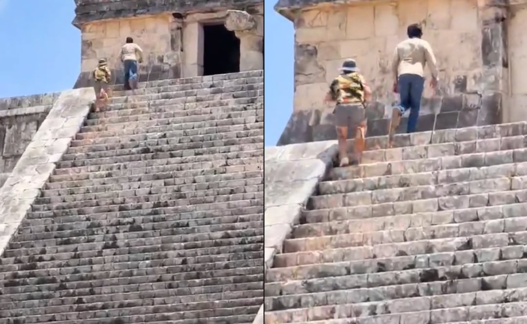 VIDEO: extranjeros suben a la pirámide de Chichén Itza sin autorización; ¿qué multas existen? Foto: Captura de pantalla TikTok