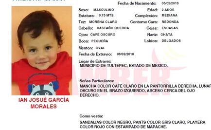 Activan Alerta Amber por niño de 2 años robado en Tultepec