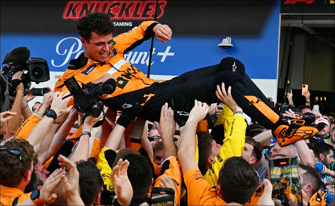 Lando Norris festeja su primera victoria en la Fórmula 1 - Foto: AFP