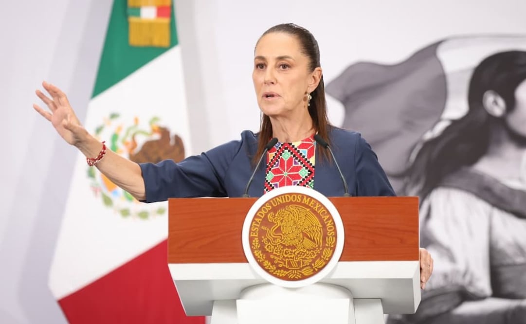 La presidenta Claudia Sheinbaum durante su conferencia de prensa desde Palacio Nacional este 28 de abril de 2026. Foto: Luis Camacho / EL UNIVERSAL