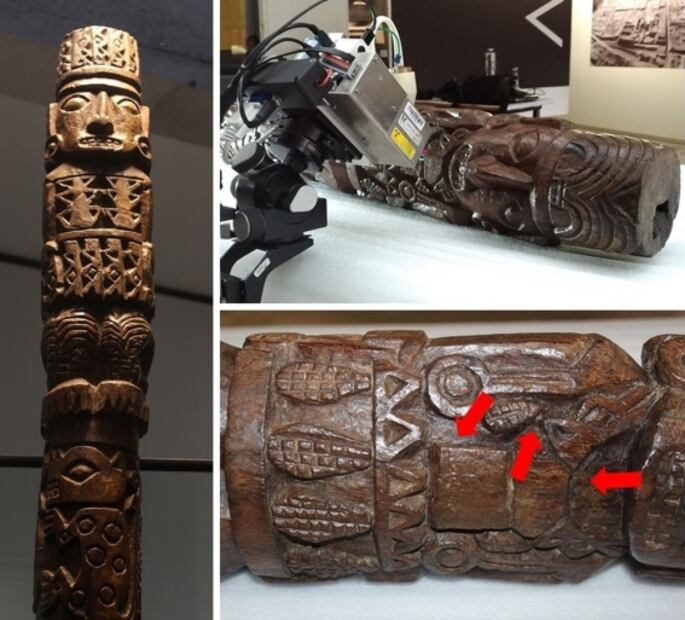 No era sangre de sacrificios, sino colorantes agregados en escultura de dios Inca