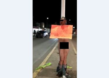 Desnudan y atan a un poste a presunto ladrón en Sonora