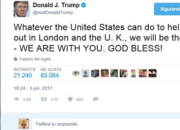 Trump exige veto migratorio tras ataques en Londres